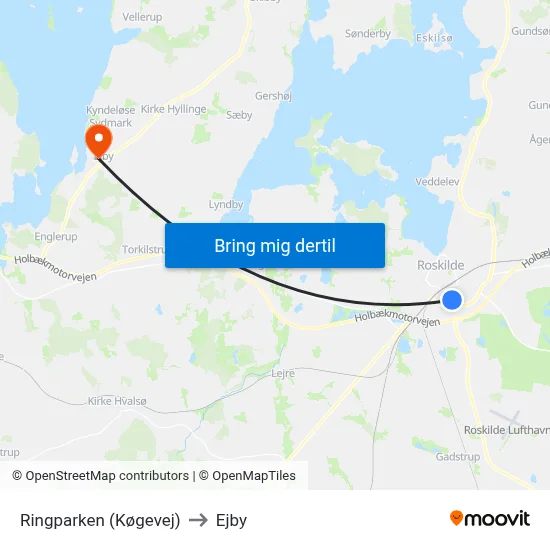 Ringparken (Køgevej) to Ejby map