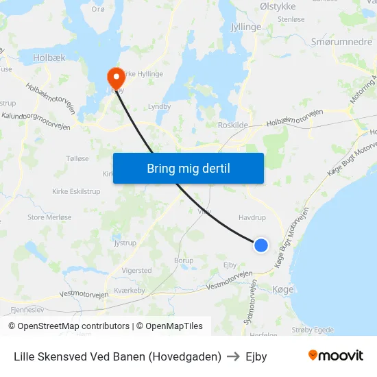 Lille Skensved Ved Banen (Hovedgaden) to Ejby map