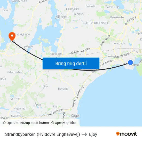 Strandbyparken (Hvidovre Enghavevej) to Ejby map