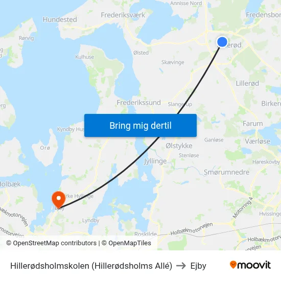 Hillerødsholmskolen (Hillerødsholms Allé) to Ejby map