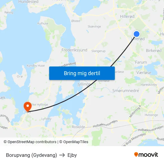 Borupvang (Gydevang) to Ejby map