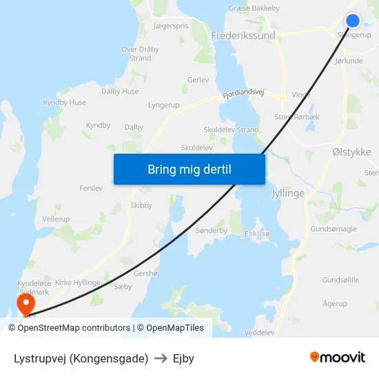 Lystrupvej (Kongensgade) to Ejby map