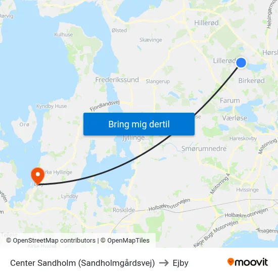 Center Sandholm (Sandholmgårdsvej) to Ejby map