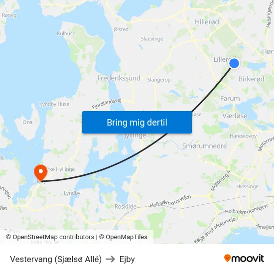 Vestervang (Sjælsø Allé) to Ejby map