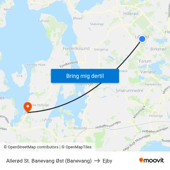 Allerød St. Banevang Øst (Banevang) to Ejby map