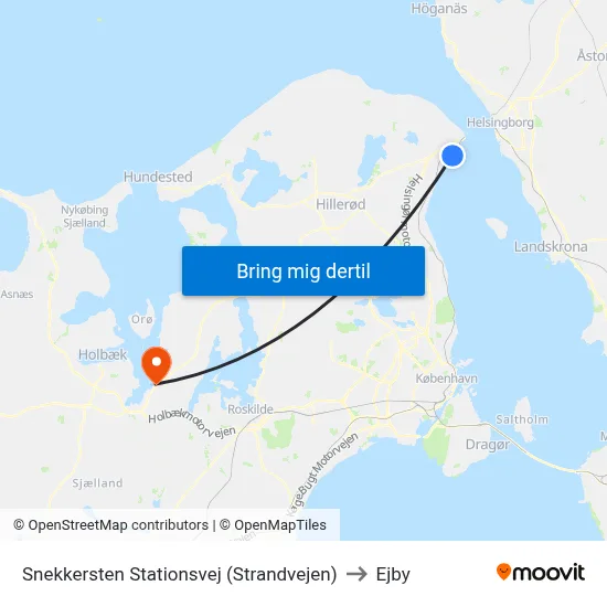 Snekkersten Stationsvej (Strandvejen) to Ejby map