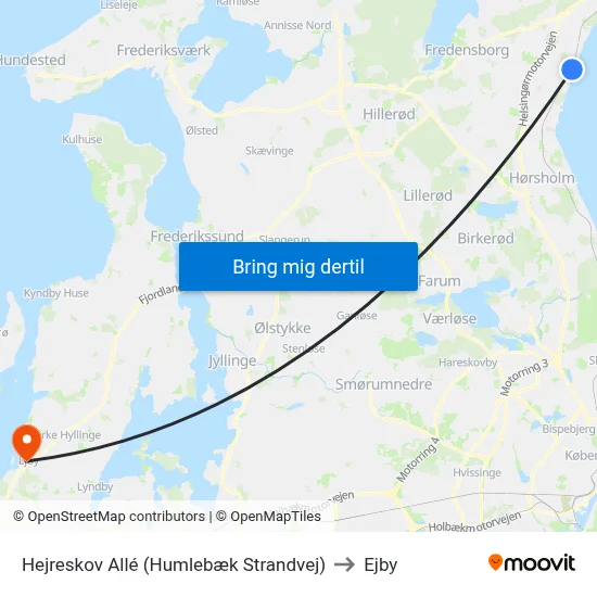 Hejreskov Allé (Humlebæk Strandvej) to Ejby map