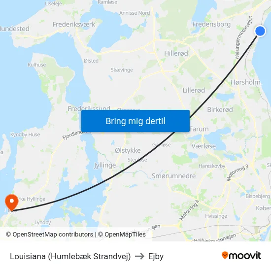 Louisiana (Humlebæk Strandvej) to Ejby map