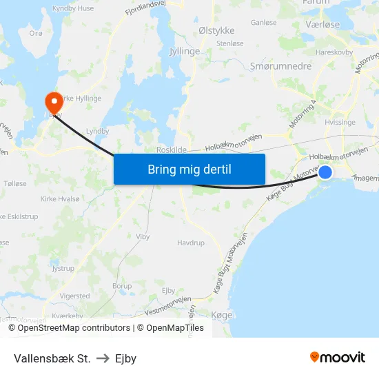 Vallensbæk St. to Ejby map