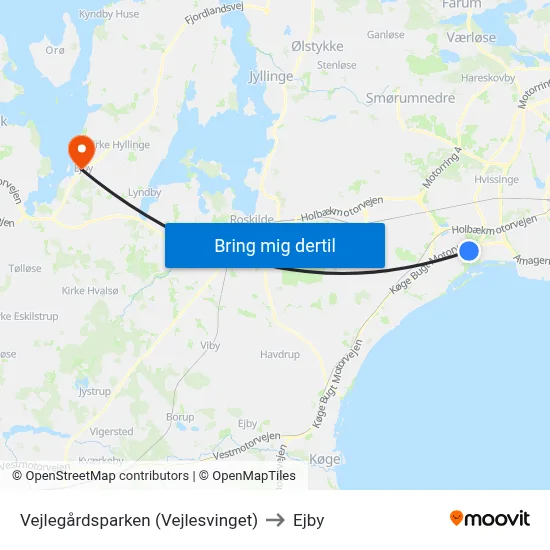 Vejlegårdsparken (Vejlesvinget) to Ejby map