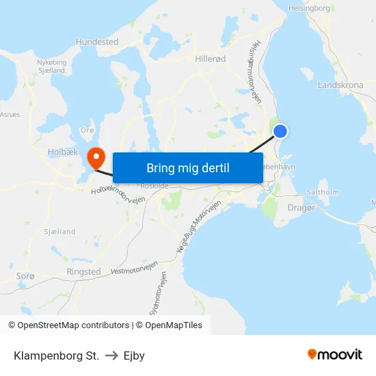 Klampenborg St. to Ejby map