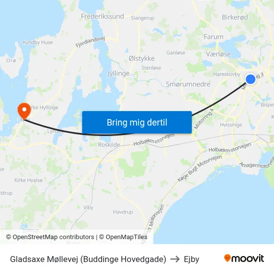 Gladsaxe Møllevej (Buddinge Hovedgade) to Ejby map