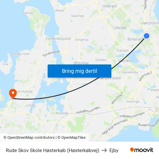 Rude Skov Skole Høsterkøb (Høsterkøbvej) to Ejby map