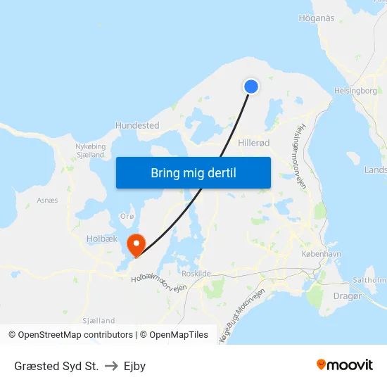 Græsted Syd St. to Ejby map