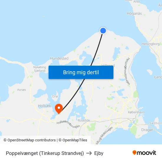 Poppelvænget (Tinkerup Strandvej) to Ejby map