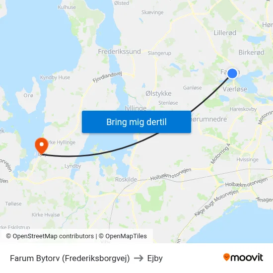Farum Bytorv (Frederiksborgvej) to Ejby map