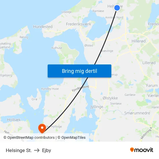 Helsinge St. to Ejby map