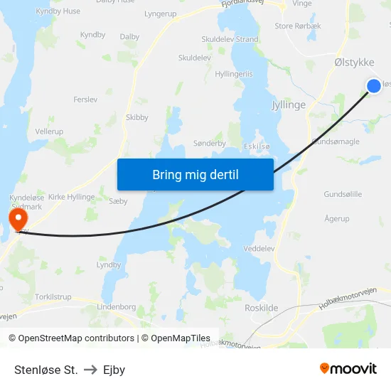 Stenløse St. to Ejby map