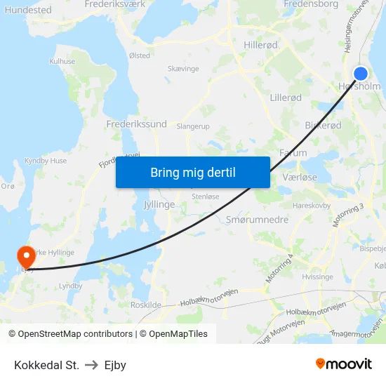 Kokkedal St. to Ejby map
