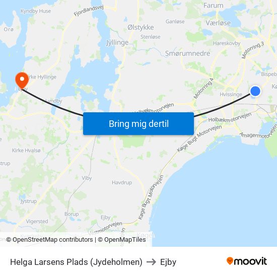 Helga Larsens Plads (Jydeholmen) to Ejby map