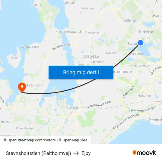 Stavnsholtstien (Paltholmvej) to Ejby map