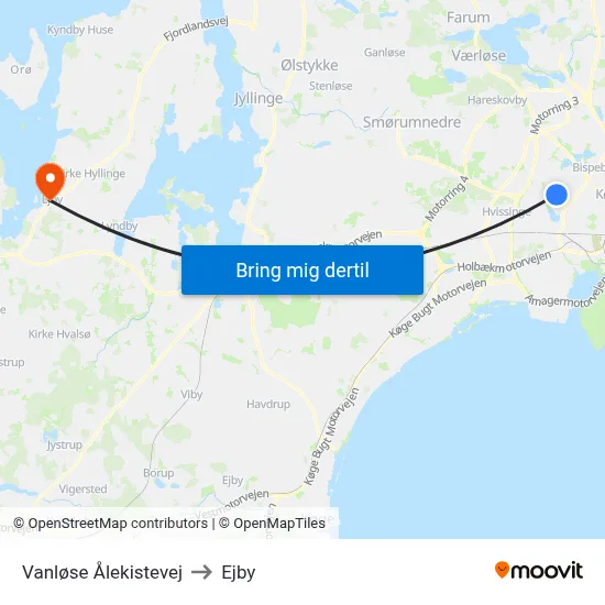 Vanløse Ålekistevej to Ejby map