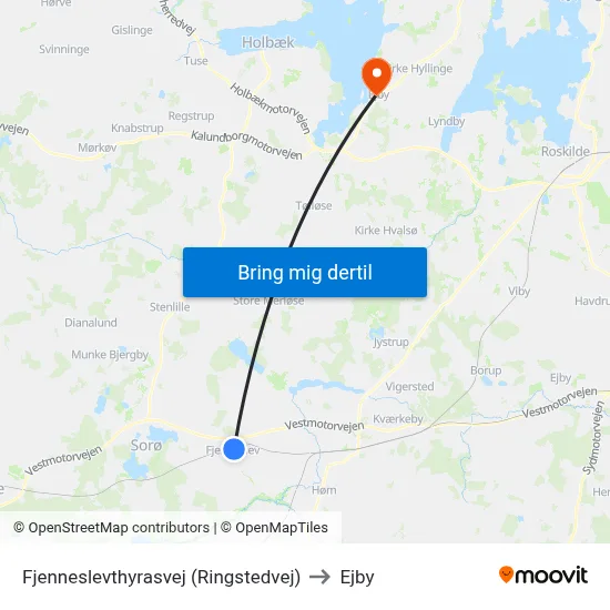 Fjenneslevthyrasvej (Ringstedvej) to Ejby map