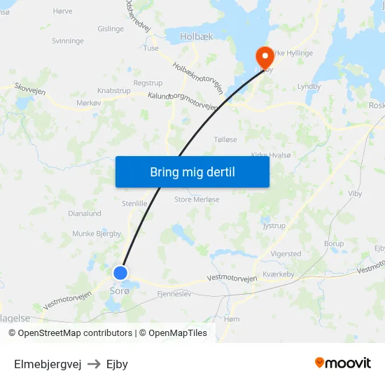Elmebjergvej to Ejby map