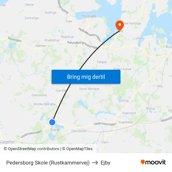 Pedersborg Skole (Rustkammervej) to Ejby map