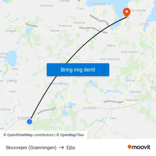 Skovvejen (Grønningen) to Ejby map