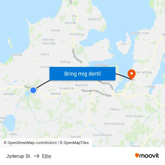 Jyderup St. to Ejby map