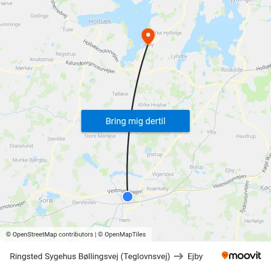 Ringsted Sygehus Bøllingsvej (Teglovnsvej) to Ejby map