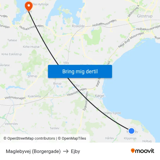 Maglebyvej (Borgergade) to Ejby map