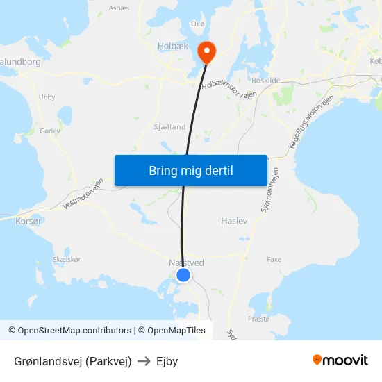 Grønlandsvej (Parkvej) to Ejby map