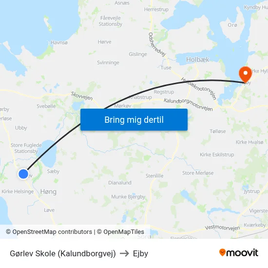 Gørlev Skole (Kalundborgvej) to Ejby map