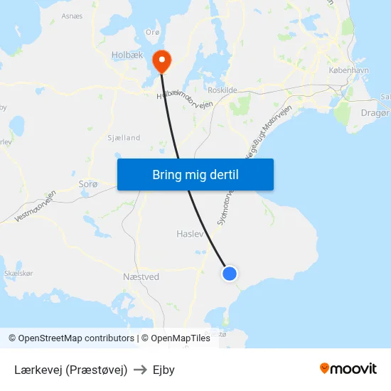 Lærkevej (Præstøvej) to Ejby map