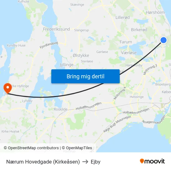Nærum Hovedgade (Kirkeåsen) to Ejby map