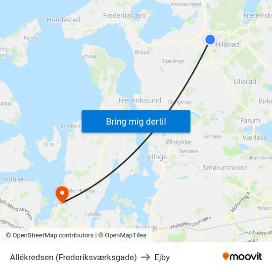 Allékredsen (Frederiksværksgade) to Ejby map