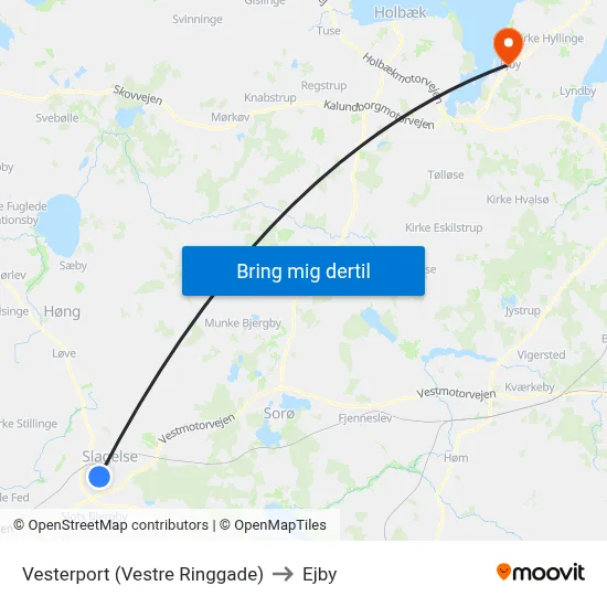 Vesterport (Vestre Ringgade) to Ejby map