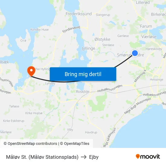 Måløv St. (Måløv Stationsplads) to Ejby map