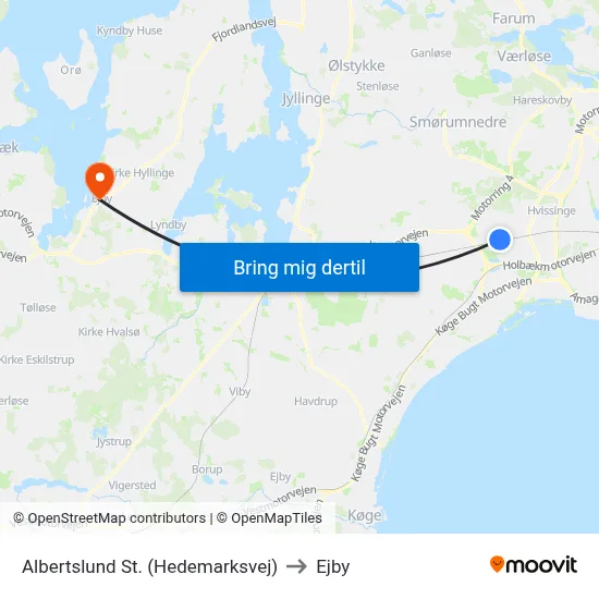 Albertslund St. (Hedemarksvej) to Ejby map