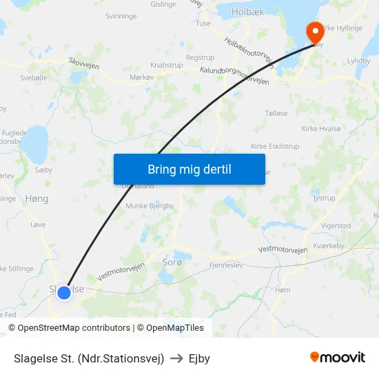 Slagelse St. (Ndr.Stationsvej) to Ejby map