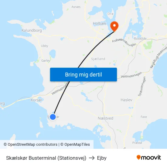 Skælskør Busterminal (Stationsvej) to Ejby map