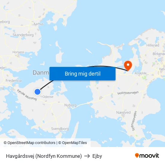 Havgårdsvej (Nordfyn Kommune) to Ejby map