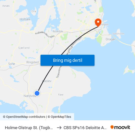 Holme-Olstrup St. (Togbus) to CBS SPs16 Deloitte Aud. map