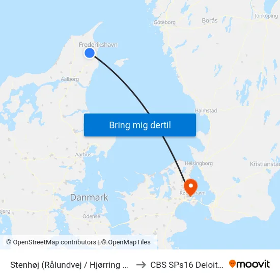 Stenhøj (Rålundvej / Hjørring Kommune) to CBS SPs16 Deloitte Aud. map