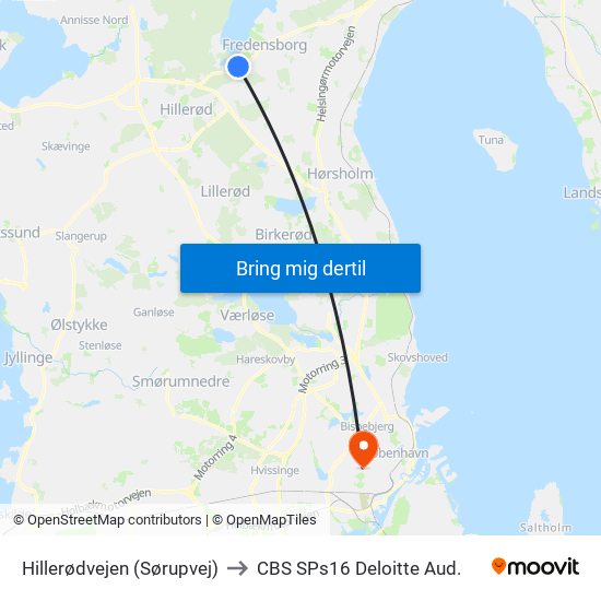 Hillerødvejen (Sørupvej) to CBS SPs16 Deloitte Aud. map