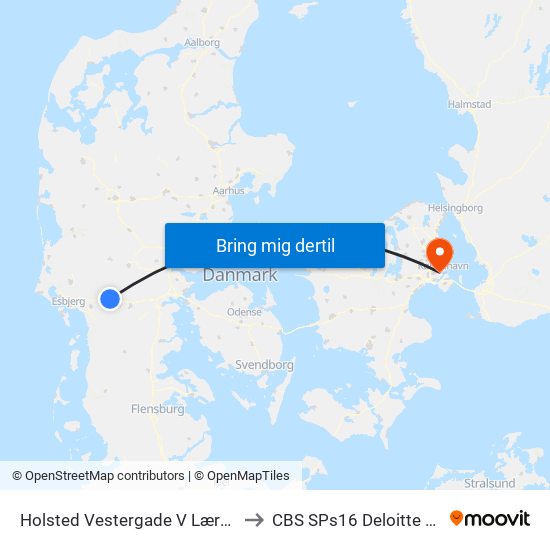 Holsted Vestergade V Lærkevej to CBS SPs16 Deloitte Aud. map