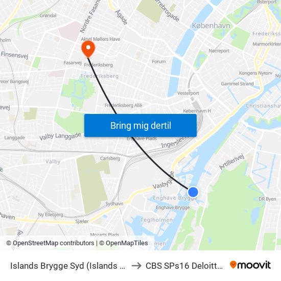 Islands Brygge Syd (Islands Brygge) to CBS SPs16 Deloitte Aud. map