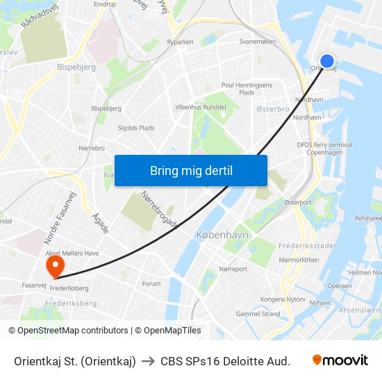 Orientkaj St. (Orientkaj) to CBS SPs16 Deloitte Aud. map